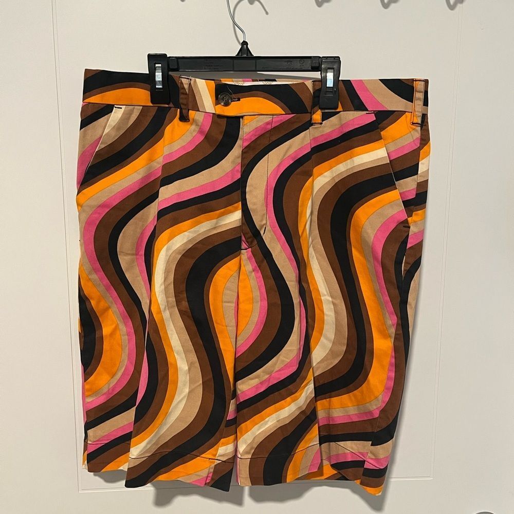 Loudmouth Retro Swirl Print Golf Shorts Resortwear Vacation Travel Cruise
